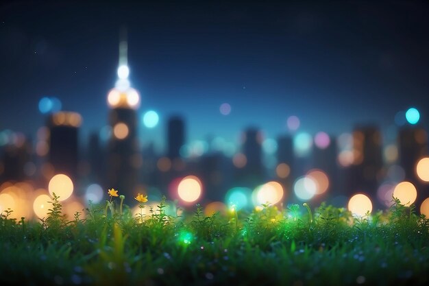 Abstract bokeh night garden in city background