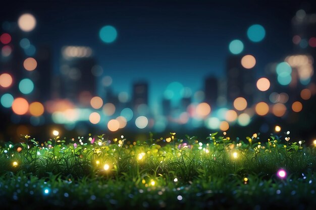 Abstract bokeh night garden in city background