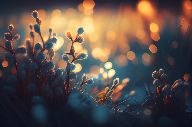 Abstract bokeh winter backgroundgenerative ai