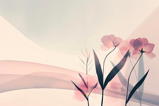 Abstract Botanical Art in a Serene Digital Space