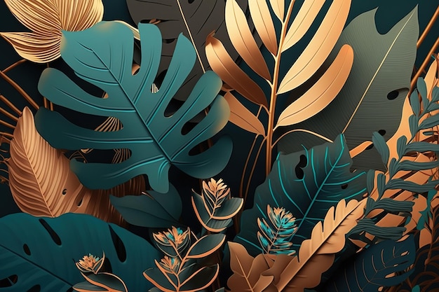 Abstract botanical backgroundBeautiful print for your decor and design Generative ai