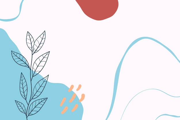 파스텔 색상 과 라인 아트 를 가진 추상적 인 식물성 작곡