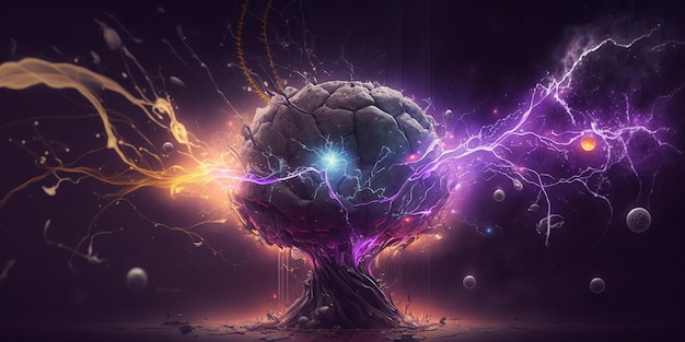 The abstract brain communicates with the cosmos The mind of the universe Generative AI