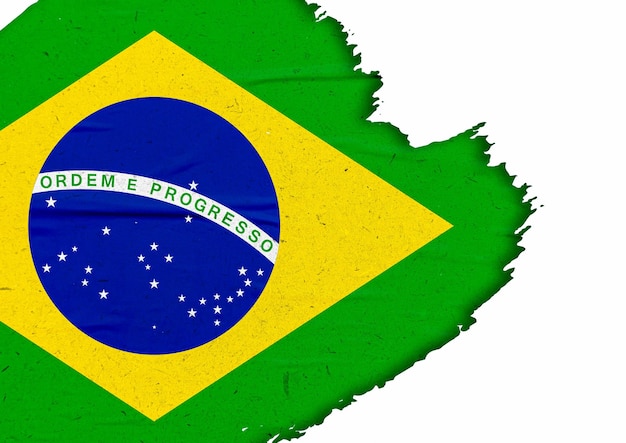 Abstract Brazil flag with ink brush stroke effect