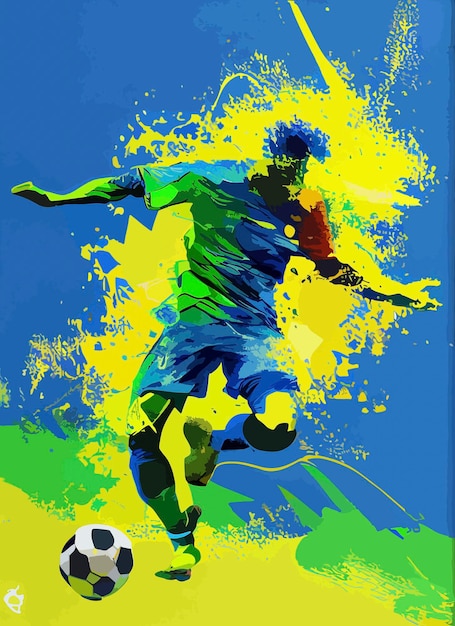 Abstract brazil Soccer player with ball