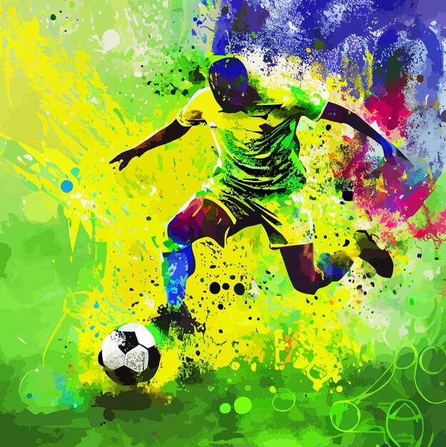 Abstract brazil soccer player with ball