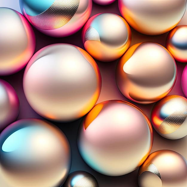 Abstract Bright Background with Pearlescent Balls