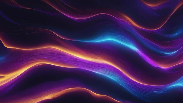 Abstract bright blue purple glowing flying waves from twisted lines energy magical background