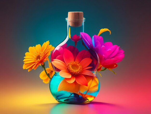 Abstract bright bottle flower