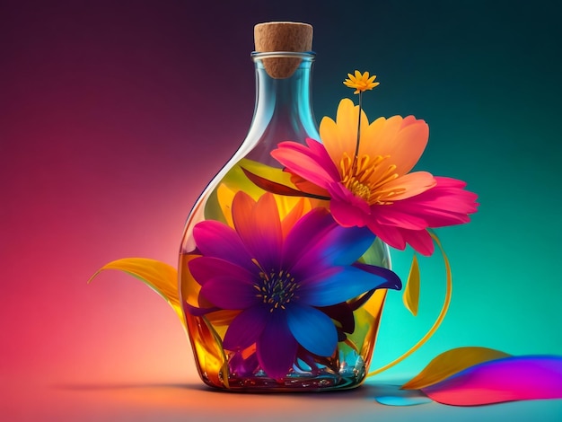 Abstract bright bottle flower