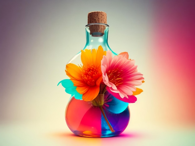 Abstract bright bottle flower