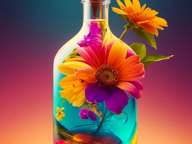 Abstract bright bottle flower