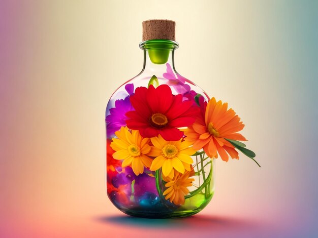 Abstract bright bottle flower