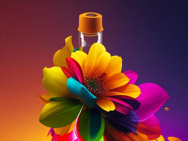 Abstract bright bottle flower