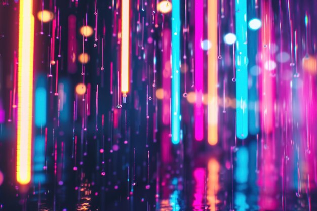 Abstract of bright digital rain of vertical colorful lines Generative AI