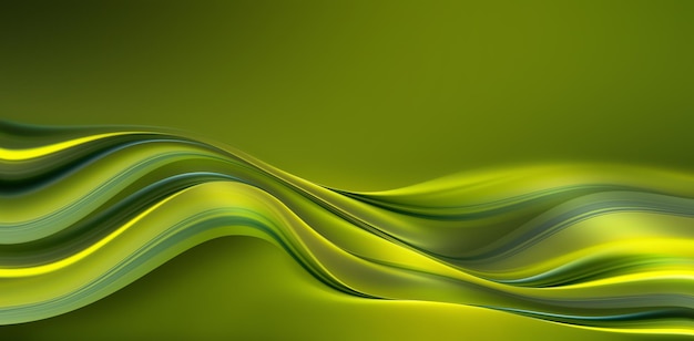 Abstract bright green background with d smooth wavy shapes