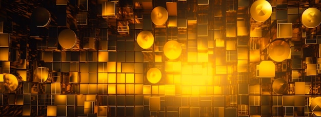 Abstract bright in the style of dark gold and yellow Computer generated abstract holiday background 3D illustration