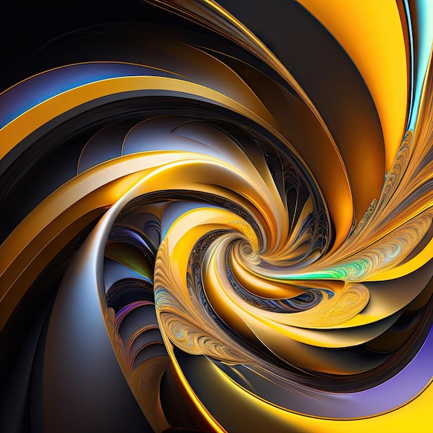 Abstract bright swirls of iridescent golden fractal shapes Fantasy light background