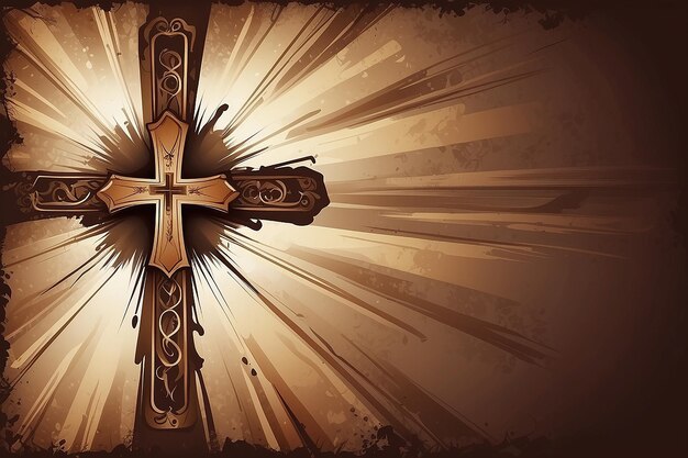 Photo abstract brown background with cross