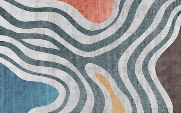 Abstract linea marrone geometrica color block art pattern, tappeto grigio sullo sfondo.