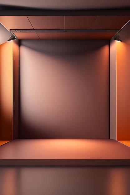 Abstract brown studio background for product presentation Empty gray room with shadows of window