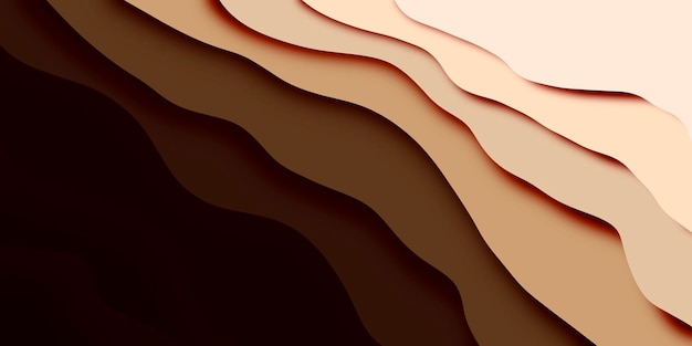 抽象的な茶色の波の紙カット効果の背景
