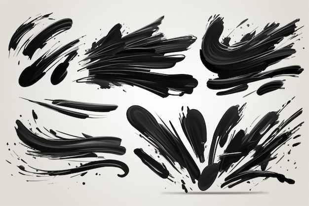 Abstract brushstrokes of smooth movements in shades of gray and black