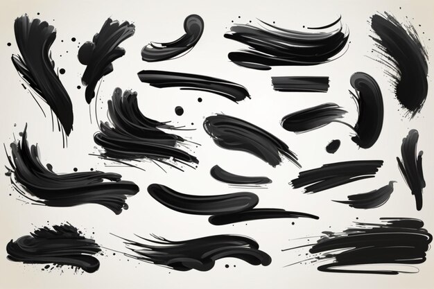 Abstract brushstrokes of smooth movements in shades of gray and black