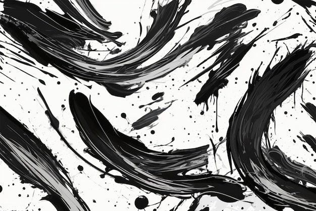 灰色と黒の色彩で滑らかな動きの抽象的なブラッシュストローク