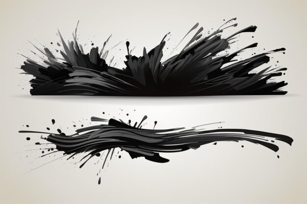 Abstract brushstrokes of smooth movements in shades of gray and black