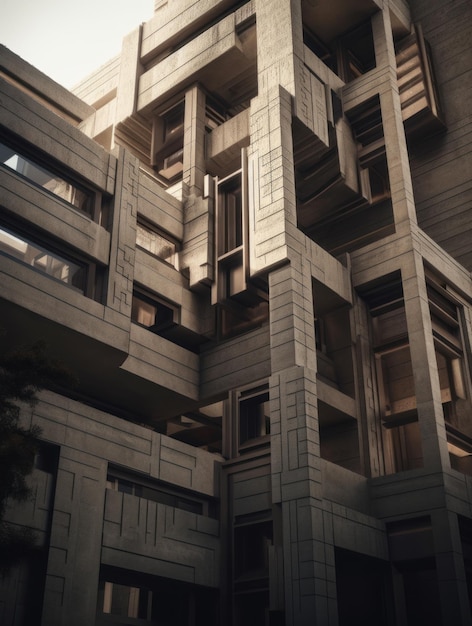 Abstract brutalist geometric architecture