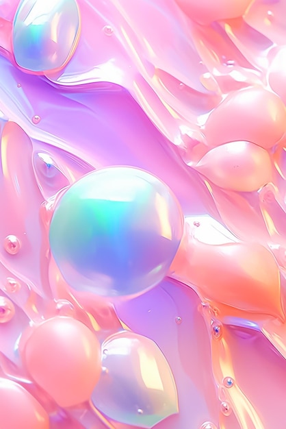Абстрактный пузырь с модным неоном светло-синего градиента до розового цвета графический Ai сгенерирован