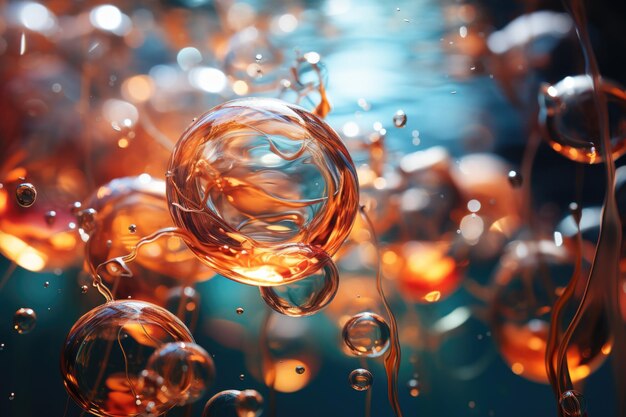 Abstract Bubbles on Water Bubble Water Background generative IA