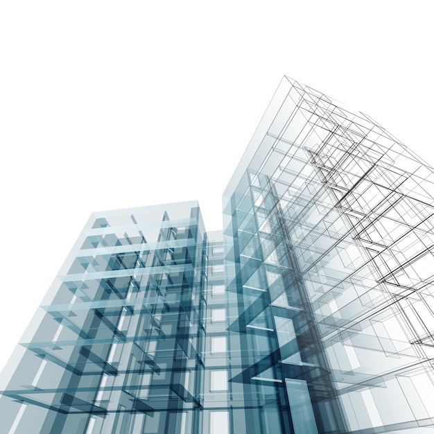 Abstract building 3d rendering