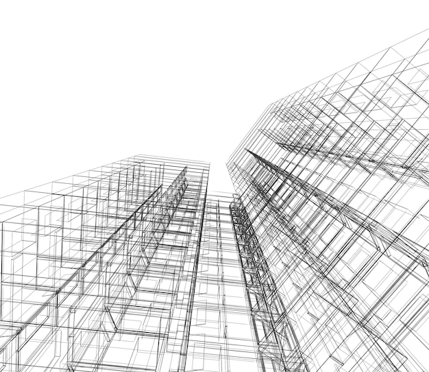 Abstract building 3d rendering