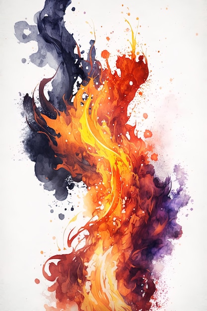Abstract burning fire flame background isolated flat