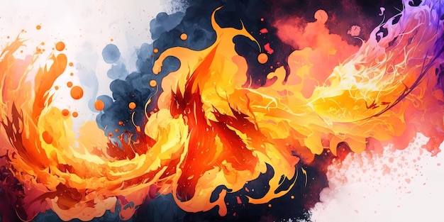 Abstract burning fire flame background isolated flat