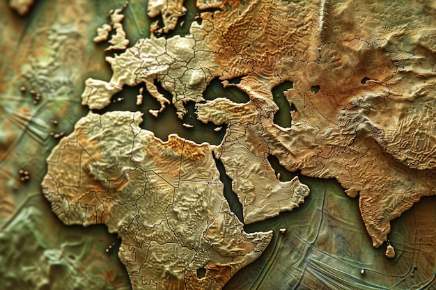 세계 지도의 클로즈업을 특징으로하는 추상적인 비즈니스 배경