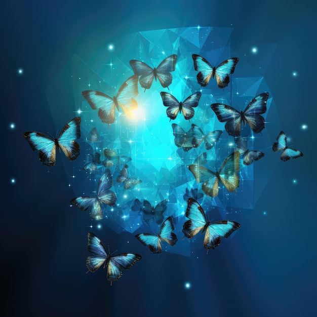 Photo abstract business digital transformation innovative of butterfly life cycle evolution