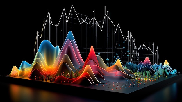 Abstract business graph in mountain style Data connection concept element for business