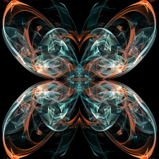 Фото Абстрактная симметрия бабочки черный фон абстрактное изображение