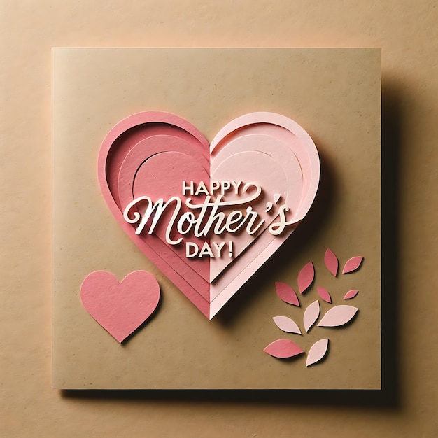 Abstract Calligraphy Mothers Day art with heart shape flower decoration