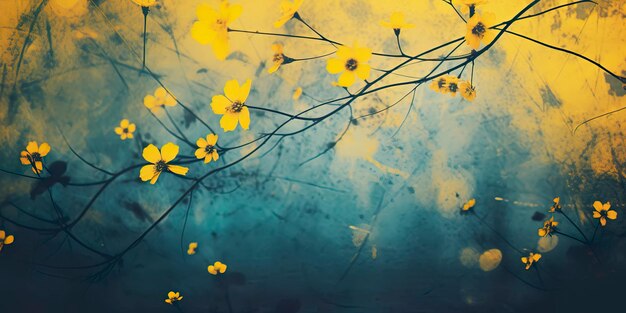 абстрактный спокойный гранж на фоне с желтыми цветами