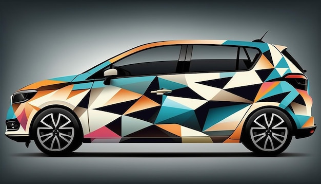 Abstract car decal wrap shape geometric design Generative AI