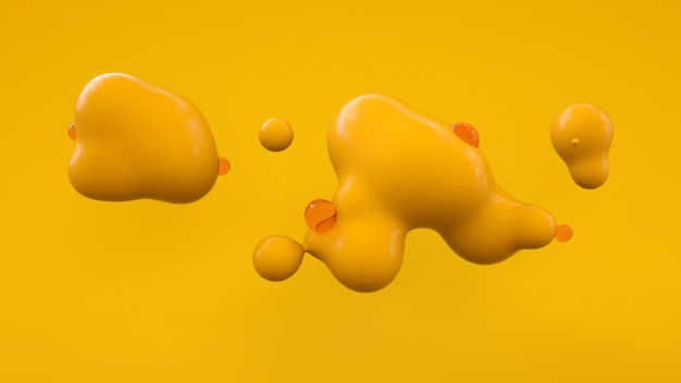 Абстрактный мультфильм жидкость висит в воздухе Оранжевая жидкость на оранжевом фоне
