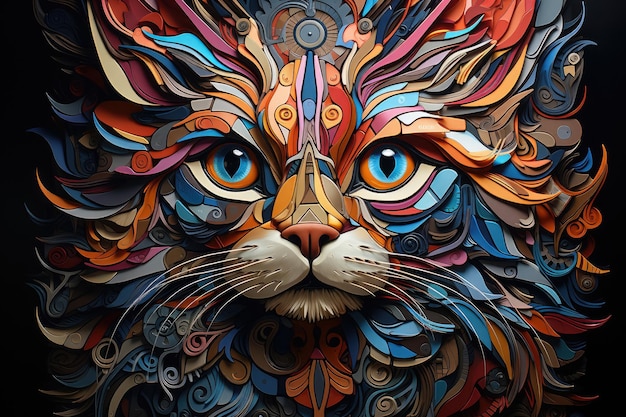 Abstract cat patterns texture and layers Cartoon style Created with Generative Ai Technology