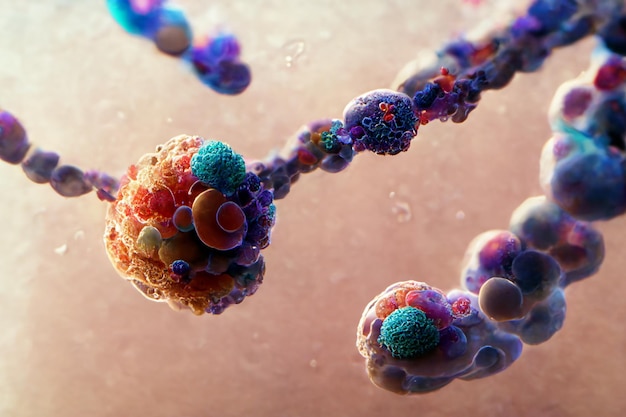 Abstract cells in mitosis or multiplication of cells 2d\
illustration