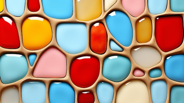 Abstract cellular mosaic a vivid composition of colors enclosed in organic shapes