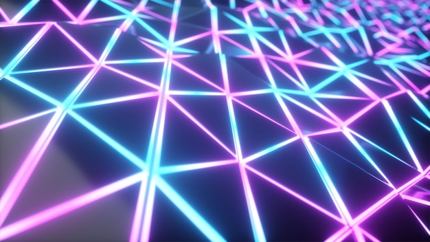 Abstract cg polygonal neon blue surface