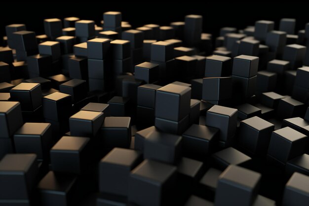 Abstract of chaotic black cubes Futuristic background